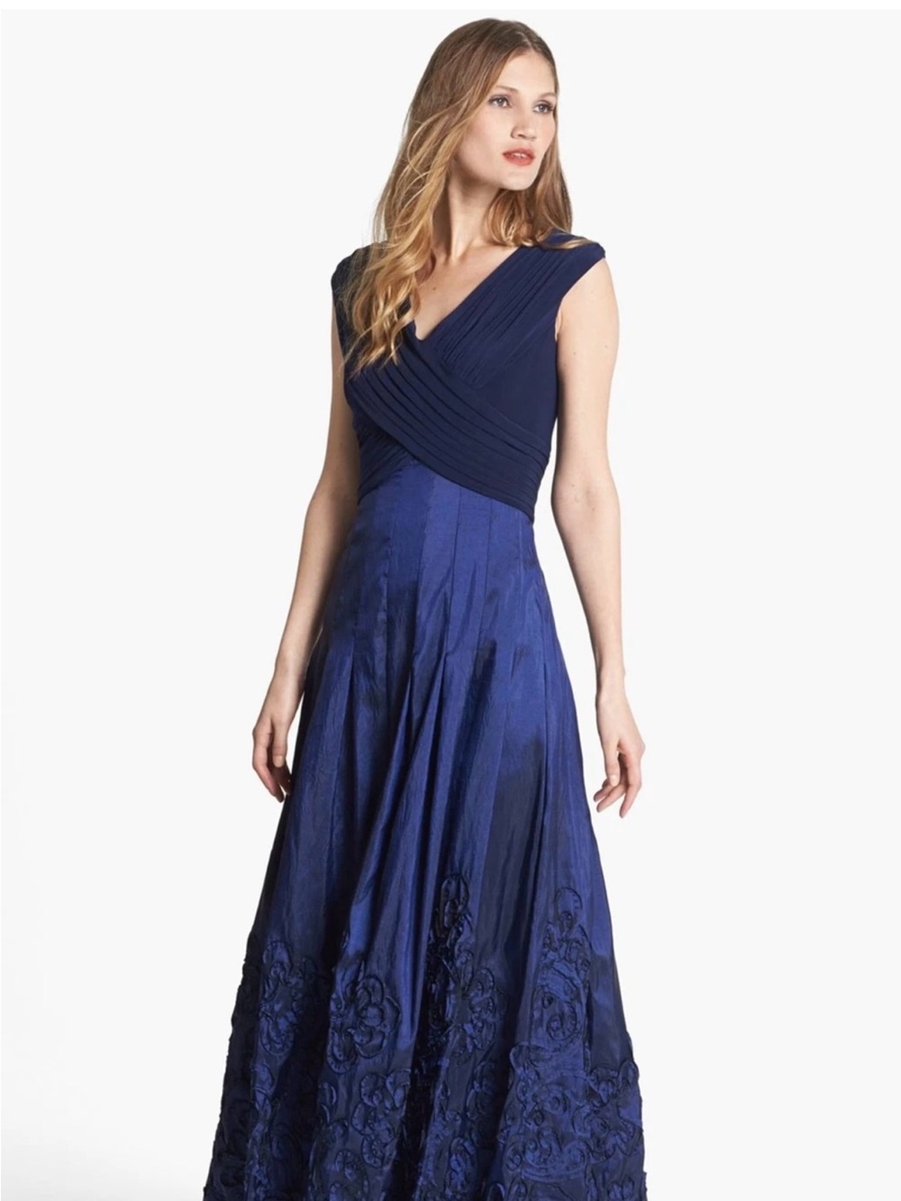 Patra Navy Sleeveless Maxi Formal Dress Taffeta Soutache size 12